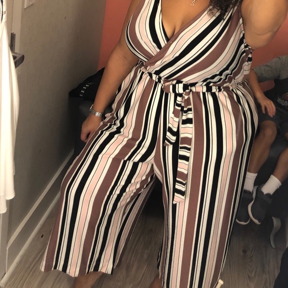 torrid Pants - Stripped Cropped Jumpsuit